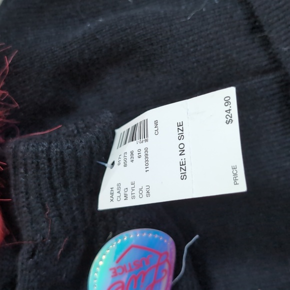 NWT Live Justice Kid's Matching Woven Winter Hat/Pom-Pom Beanie and Gloves - Picture 5 of 6